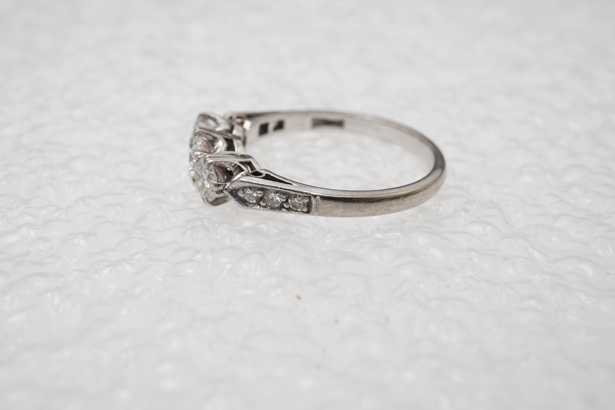 A diamond three-stone ring